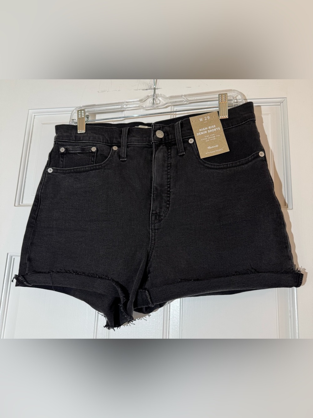 Madewell High-Rise Black Denim Shorts Cotton Stretchy
